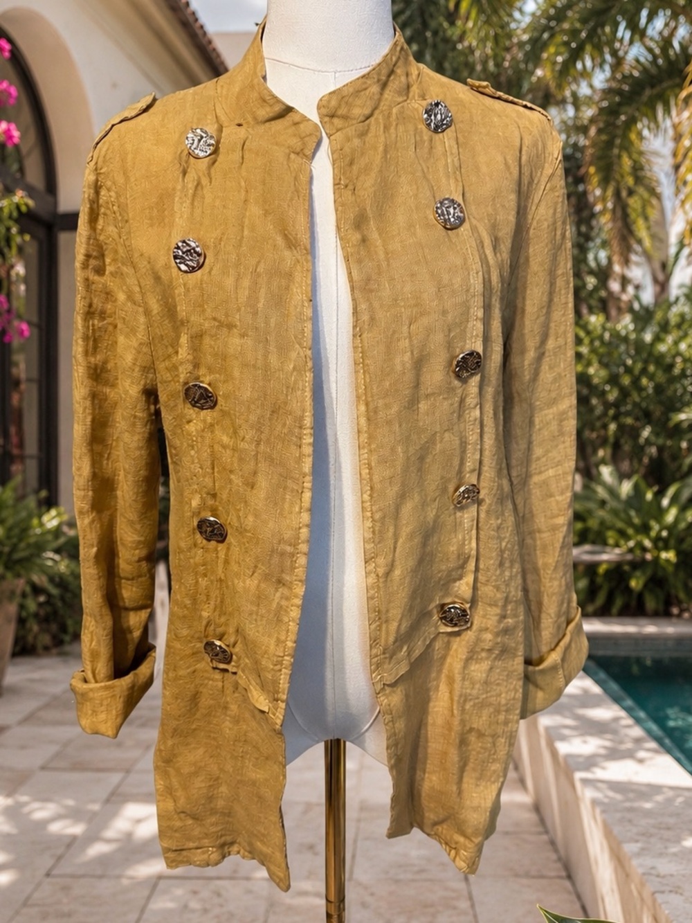 Puro Lino Made in Italy Lightweight Open-Front Linen Jacket OS